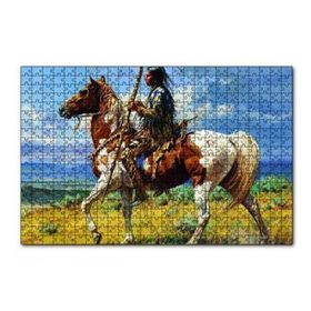 Cakapuzzle Atlı Avcı Kızılderili 120 Parça Ahşap Puzzle