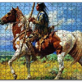 Cakapuzzle Atlı Avcı Kızılderili Ahşap 1000 Parça Puzzle
