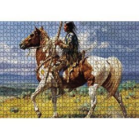 Cakapuzzle Atlı Avcı Kızılderili Ahşap 1000 Parça Puzzle
