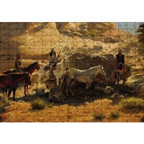 Cakapuzzle Atlı Kızılderililer 120 Parça Ahşap Puzzle