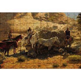 Cakapuzzle Atlı Kızılderililer Mdf 120 Parça Puzzle