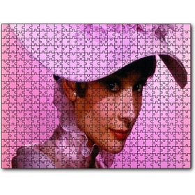 Cakapuzzle Audrey Hepburn Pembe Şapkalı ve Elbiseli Yakın Çekim 500 Parça Puzzle