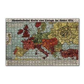 Cakapuzzle Avrupa Haritası Çizimi 1914 Mizahi 120 Parça Ahşap Puzzle