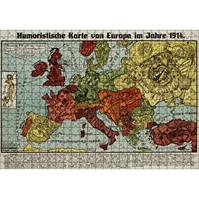 Cakapuzzle Avrupa Haritası Çizimi 1914 Mizahi 120 Parça Ahşap Puzzle