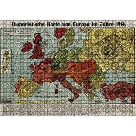 Cakapuzzle Avrupa Haritası Çizimi 1914 Mizahi 120 Parça Ahşap Puzzle