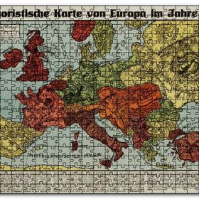 Cakapuzzle Avrupa Haritası Çizimi 1914 Mizahi Mdf 120 Parça Puzzle