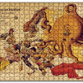 Cakapuzzle Avrupa Komik Haritası 1900 Yılında Mdf 120 Parça Puzzle