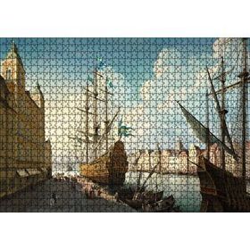 Cakapuzzle Avrupa'da Eski Bir Liman Kenti ve Gemiler 1000 Parça Puzzle