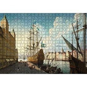 Cakapuzzle Avrupa'da Eski Bir Liman Kenti ve Gemiler 500 Parça Puzzle