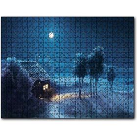 Cakapuzzle Ay Gecesi Yalnız Ev Ağaçlar Görseli Mdf 255 Parça Puzzle