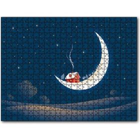 Cakapuzzle Ay İçinde Ev İllüstrasyon Mdf 120 Parça Puzzle