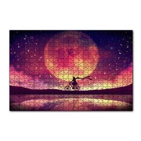 Cakapuzzle Ay Manzarasında Sürreal Bisikletli 120 Parça Ahşap Puzzle