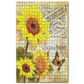Cakapuzzle Ayçiçek ve Mektup Desenli Görseli Ahşap 1000 Parça Puzzle
