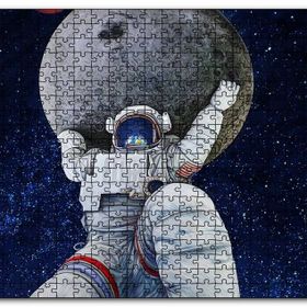 Cakapuzzle Ayı Taşıyan Astronot İllüstrasyon Mdf 1000 Parça Puzzle