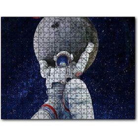 Cakapuzzle Ayı Taşıyan Astronot İllüstrasyon Mdf 1000 Parça Puzzle