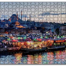 Cakapuzzle Balık Ekmek Tekneleri ve Süleymaniye Camii Mdf 1000 Parça Puzzle