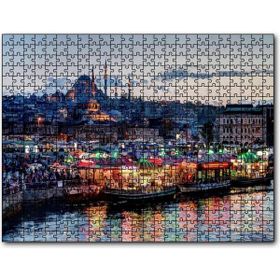 Cakapuzzle Balık Ekmek Tekneleri ve Süleymaniye Camii Mdf 255 Parça Puzzle