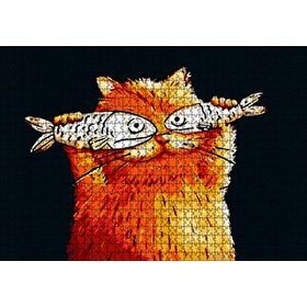 Cakapuzzle Balık Gözlü Kedi Karikatürize 120 Parça Ahşap Puzzle