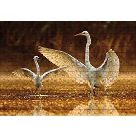 Cakapuzzle Balıkçıl Kuş ve Yavrusu Ahşap 255 Parça Puzzle