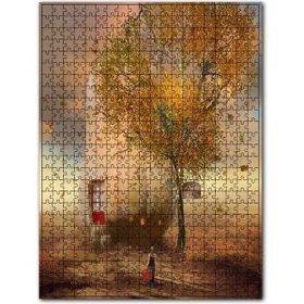 Cakapuzzle Balkabağı Ev Ağaç ve Kadın 1000 Parça Puzzle