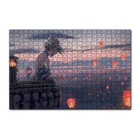 Cakapuzzle Balkonda Anime Karakteri Kız ve Dilek Ateşleri 120 Parça Ahşap Puzzle