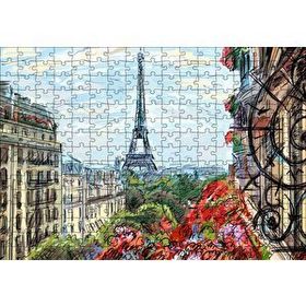 Cakapuzzle Balkondan Paris Eyfel Manzarası Artwork Mdf 255 Parça Puzzle