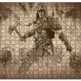Cakapuzzle Baltalı Savaşçı ve Kurtları Mdf 1000 Parça Puzzle