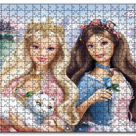 Cakapuzzle Barbie Bebekler ve Beyaz Kedi Mdf 120 Parça Puzzle