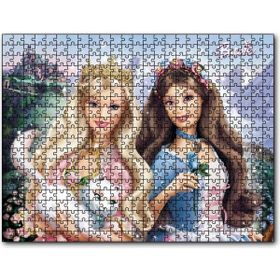 Cakapuzzle Barbie Bebekler ve Beyaz Kedi Mdf 120 Parça Puzzle