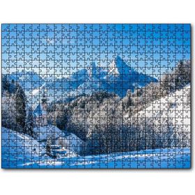 Cakapuzzle Bavyera Alpleri Karlar ve Kilise Ahşap 255 Parça Puzzle