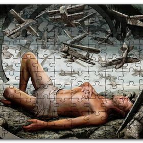 Cakapuzzle Baygın Adam Kurukafalar ve Uçaklar İllüstrasyon Mdf 255 Parça Puzzle