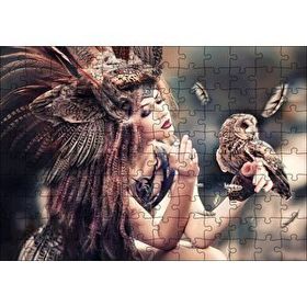 Cakapuzzle Baykuş ve Kuş Kostümlü Kadın 120 Parça Ahşap Puzzle