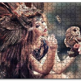 Cakapuzzle Baykuş ve Kuş Kostümlü Kadın Mdf 255 Parça Puzzle