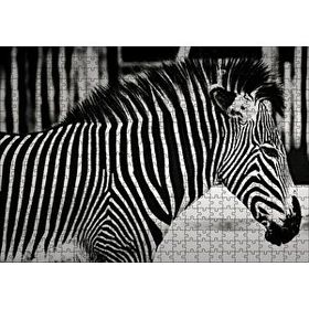 Cakapuzzle Benzersiz Deseniyle Zebra Yakın Çekim 120 Parça Ahşap Puzzle