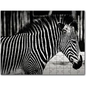 Cakapuzzle Benzersiz Deseniyle Zebra Yakın Çekim Mdf 120 Parça Puzzle
