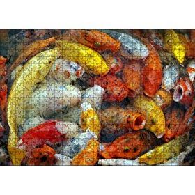 Cakapuzzle Beslenmek İçin Bekleyen Koi Balıkları 120 Parça Ahşap Puzzle