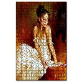 Cakapuzzle Beyaz Askılı Dekolte Elbiseli Kadın Ahşap 1000 Parça Puzzle