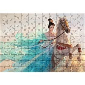Cakapuzzle Beyaz Atlı Japon Prensesi Mdf 120 Parça Puzzle