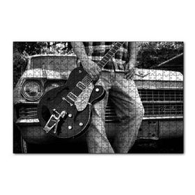 Cakapuzzle Beyaz Cadillac ve Elektrogitarlı Genç 120 Parça Ahşap Puzzle