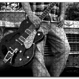 Cakapuzzle Beyaz Cadillac ve Elektrogitarlı Genç Mdf 120 Parça Puzzle