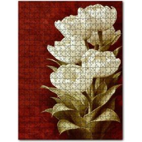 Cakapuzzle Beyaz Çiçekler Kırmızı Arkaplan 500 Parça Puzzle
