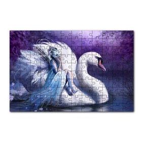 Cakapuzzle Beyaz Dev Kuğu ve Sırtındaki Maskeli Kadın 120 Parça Ahşap Puzzle