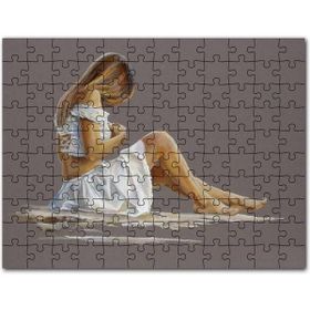 Cakapuzzle Beyaz Elbiseli Dekolteli Sarışın Kadın Mdf 500 Parça Puzzle