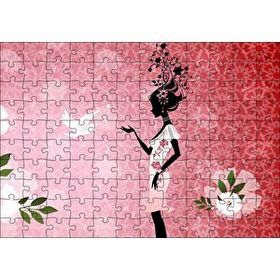 Cakapuzzle Beyaz Elbiseli Kadın ve Güvercin 120 Parça Ahşap Puzzle