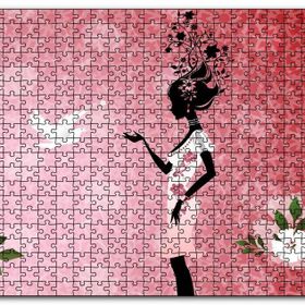Cakapuzzle Beyaz Elbiseli Kadın ve Güvercin Mdf 255 Parça Puzzle
