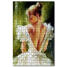 Cakapuzzle Beyaz Elbiseli Kadın ve Sırt Dekoltesi Ahşap 255 Parça Puzzle