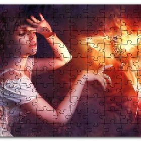 Cakapuzzle Beyaz Elbiseli Kız ve Zümrüdüanka Kuşu Mdf 1000 Parça Puzzle