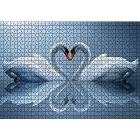 Cakapuzzle Beyaz Kuğular ve Göldeki Yansımaları Mdf 1000 Parça Puzzle