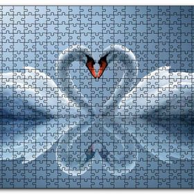 Cakapuzzle Beyaz Kuğular ve Göldeki Yansımaları Mdf 500 Parça Puzzle