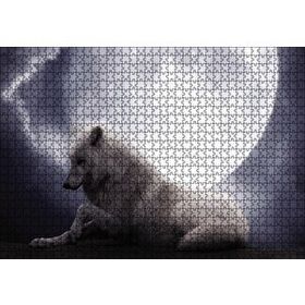 Cakapuzzle Beyaz Kurt Ay Görseli 120 Parça Ahşap Puzzle